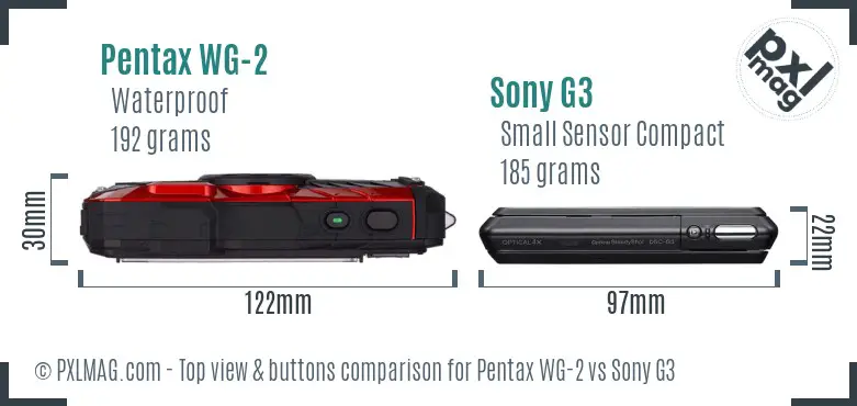 Pentax WG-2 vs Sony G3 top view buttons comparison