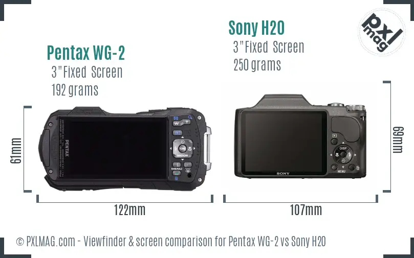 Pentax WG-2 vs Sony H20 Screen and Viewfinder comparison