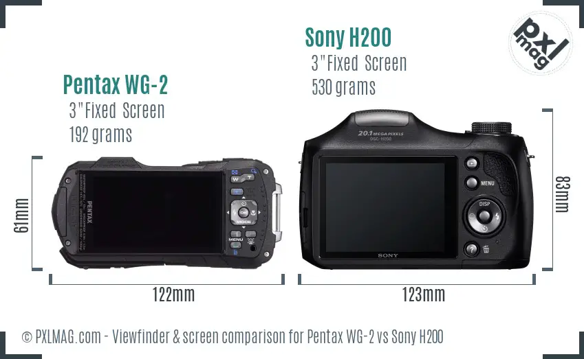 Pentax WG-2 vs Sony H200 Screen and Viewfinder comparison Pentax WG-2 vs Sony H200 Screen and Viewfinder comparison