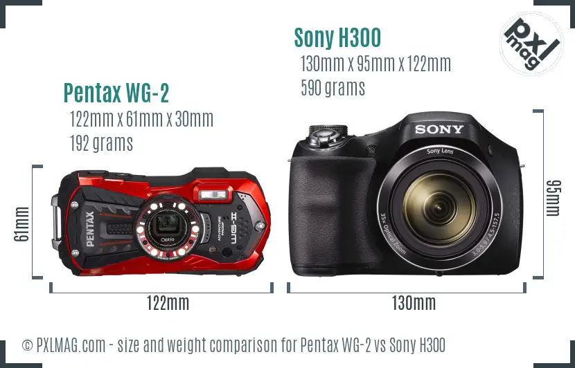 Pentax WG-2 vs Sony H300 size comparison