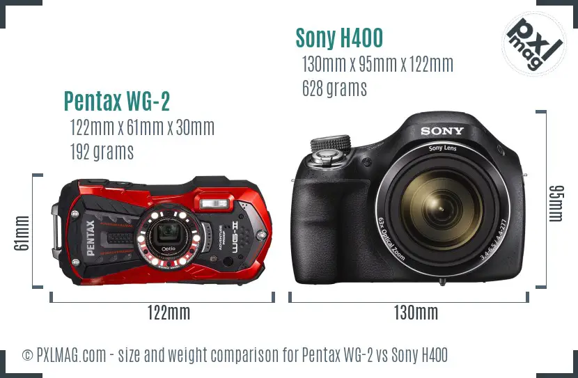 Pentax WG-2 vs Sony H400 size comparison