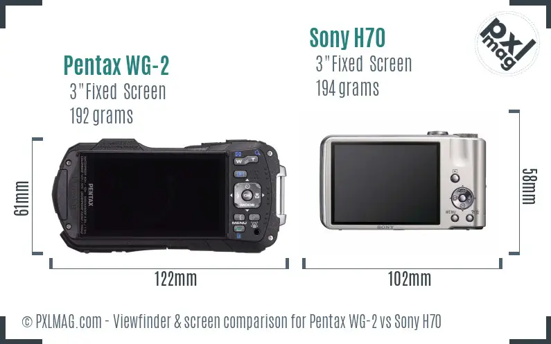 Pentax WG-2 vs Sony H70 Screen and Viewfinder comparison