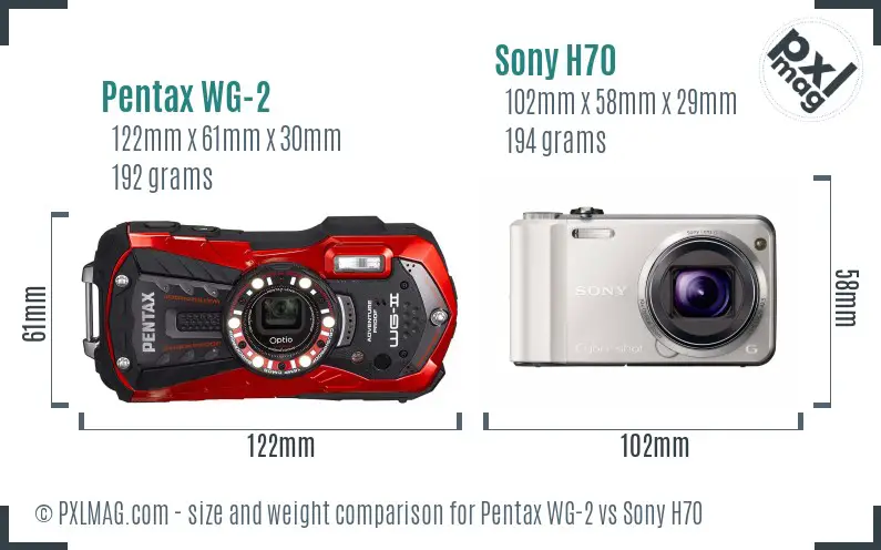 Pentax WG-2 vs Sony H70 size comparison