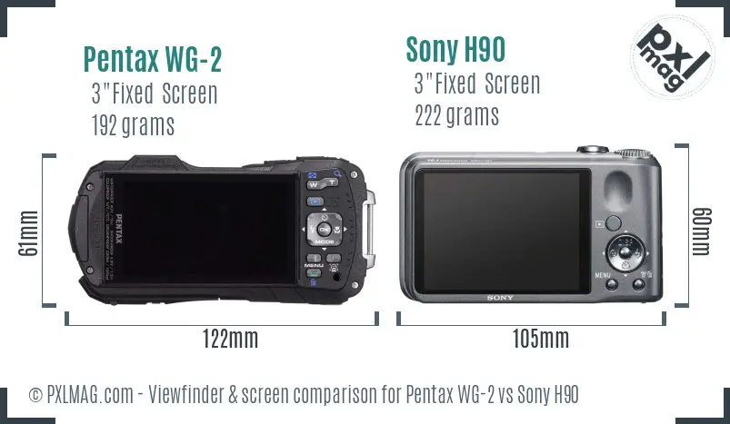 Pentax WG-2 vs Sony H90 Screen and Viewfinder comparison Pentax WG-2 vs Sony H90 Screen and Viewfinder comparison