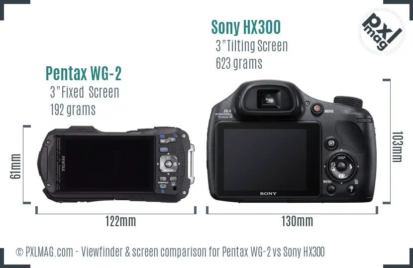 Pentax WG-2 vs Sony HX300 Screen and Viewfinder comparison