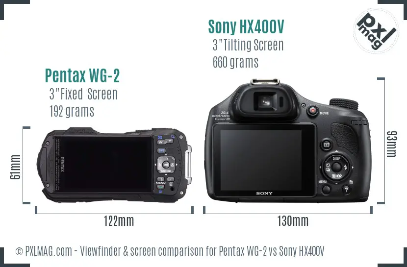 Pentax WG-2 vs Sony HX400V Screen and Viewfinder comparison