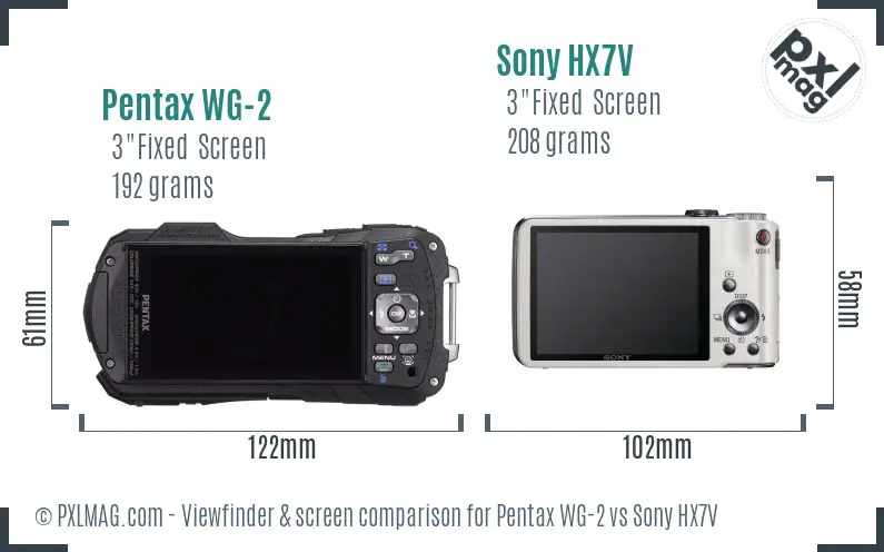 Pentax WG-2 vs Sony HX7V Screen and Viewfinder comparison