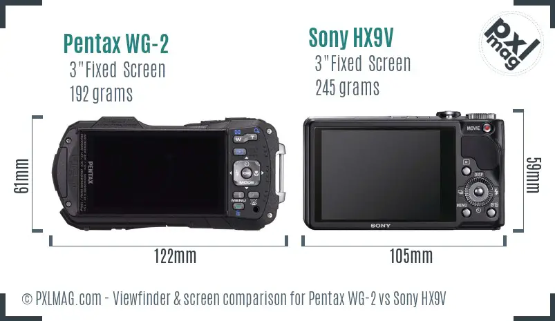 Pentax WG-2 vs Sony HX9V Screen and Viewfinder comparison