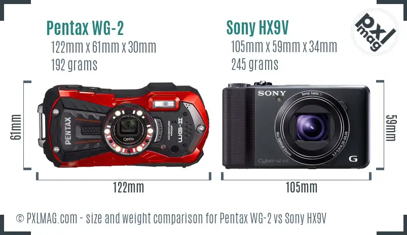 Pentax WG-2 vs Sony HX9V size comparison