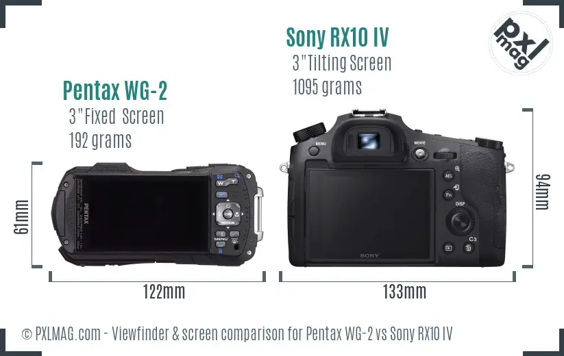 Pentax WG-2 vs Sony RX10 IV Screen and Viewfinder comparison