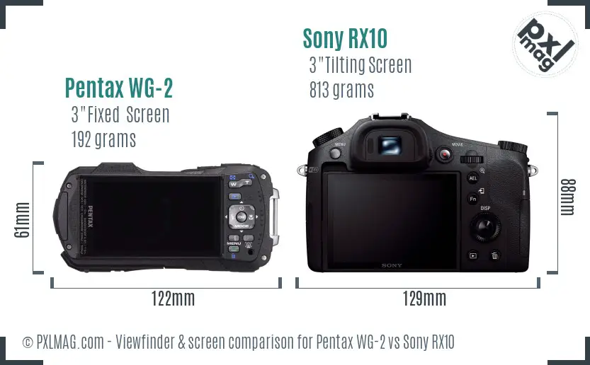 Pentax WG-2 vs Sony RX10 Screen and Viewfinder comparison