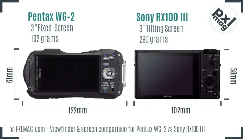 Pentax WG-2 vs Sony RX100 III Screen and Viewfinder comparison Pentax WG-2 vs Sony RX100 III Screen and Viewfinder comparison