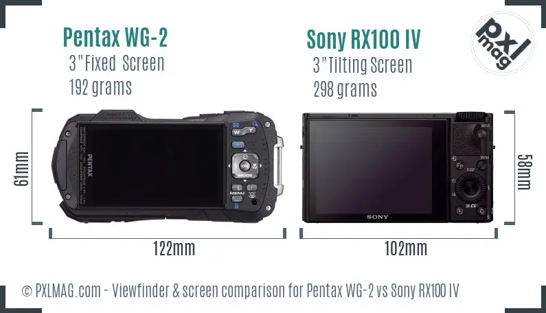 Pentax WG-2 vs Sony RX100 IV Screen and Viewfinder comparison Pentax WG-2 vs Sony RX100 IV Screen and Viewfinder comparison