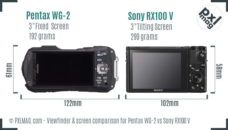 Pentax WG-2 vs Sony RX100 V Screen and Viewfinder comparison