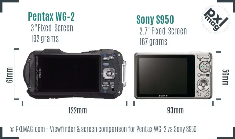 Pentax WG-2 vs Sony S950 Screen and Viewfinder comparison