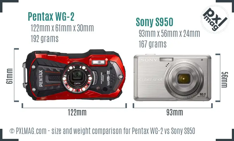 Pentax WG-2 vs Sony S950 size comparison