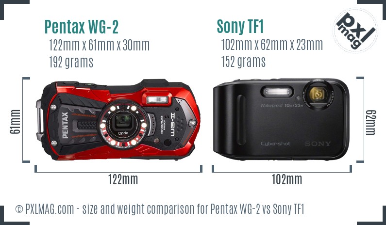 Pentax WG-2 vs Sony TF1 size comparison