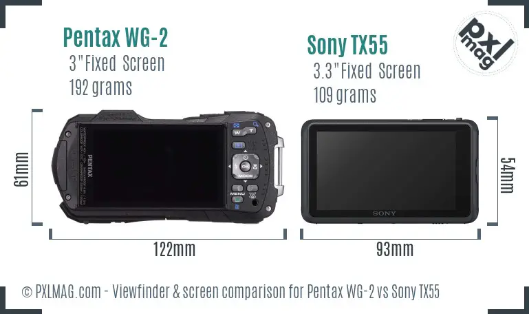 Pentax WG-2 vs Sony TX55 Screen and Viewfinder comparison