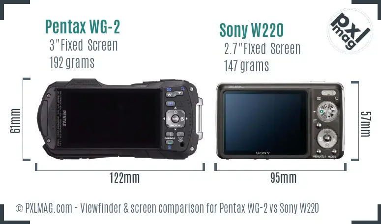Pentax WG-2 vs Sony W220 Screen and Viewfinder comparison