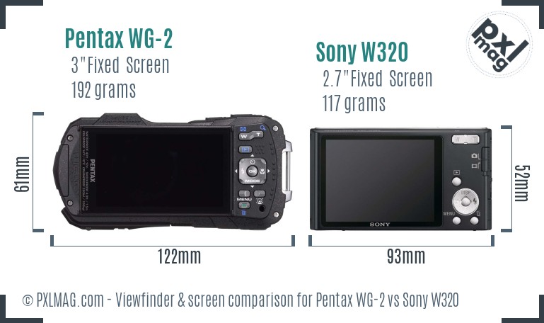 Pentax WG-2 vs Sony W320 Screen and Viewfinder comparison