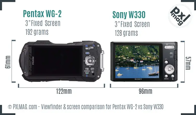 Pentax WG-2 vs Sony W330 Screen and Viewfinder comparison