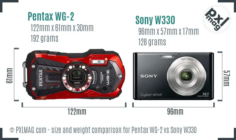 Pentax WG-2 vs Sony W330 size comparison