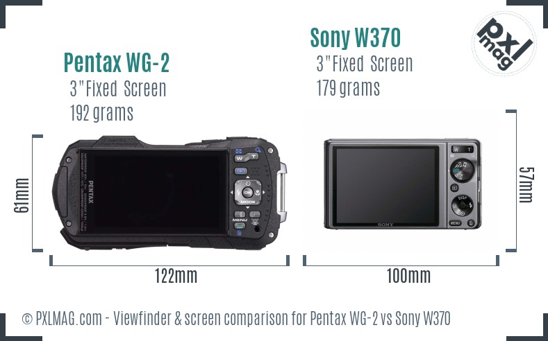 Pentax WG-2 vs Sony W370 Screen and Viewfinder comparison