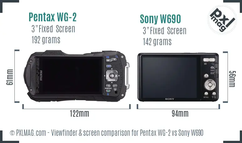 Pentax WG-2 vs Sony W690 Screen and Viewfinder comparison Pentax WG-2 vs Sony W690 Screen and Viewfinder comparison