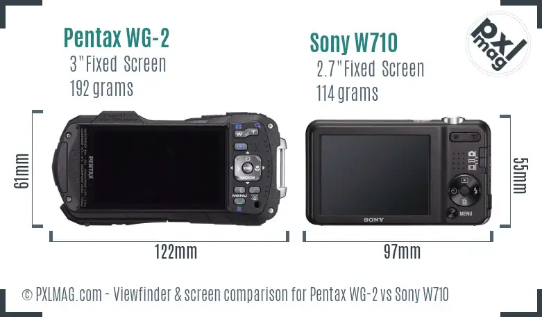 Pentax WG-2 vs Sony W710 Screen and Viewfinder comparison