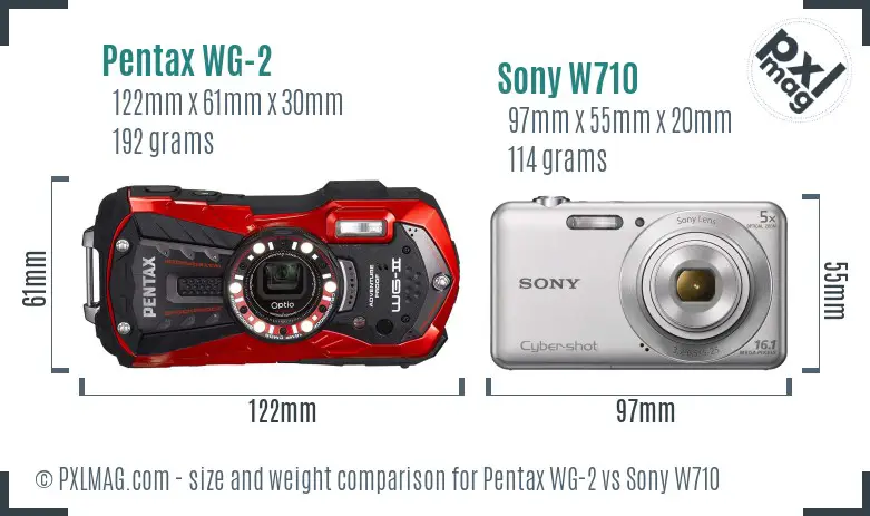 Pentax WG-2 vs Sony W710 size comparison