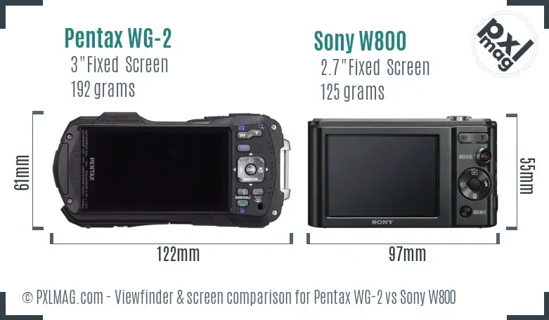 Pentax WG-2 vs Sony W800 Screen and Viewfinder comparison Pentax WG-2 vs Sony W800 Screen and Viewfinder comparison