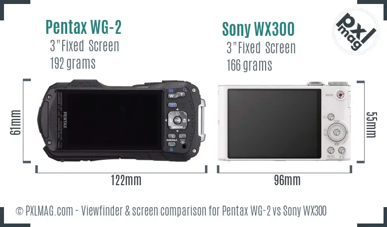 Pentax WG-2 vs Sony WX300 Screen and Viewfinder comparison