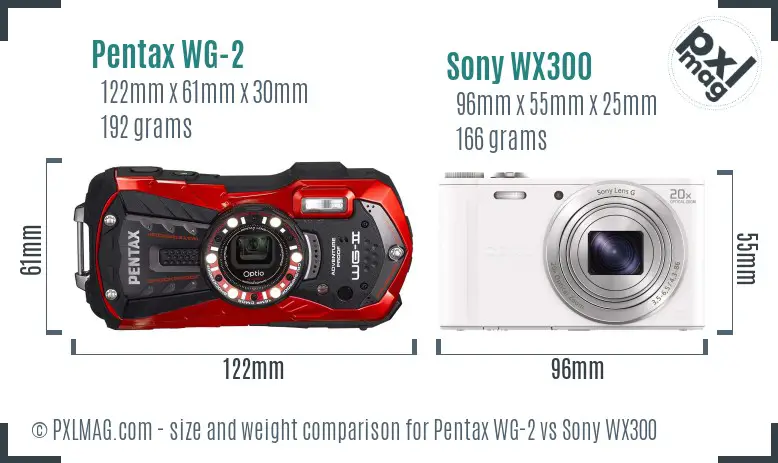 Pentax WG-2 vs Sony WX300 size comparison