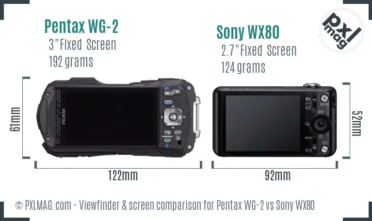Pentax WG-2 vs Sony WX80 Screen and Viewfinder comparison