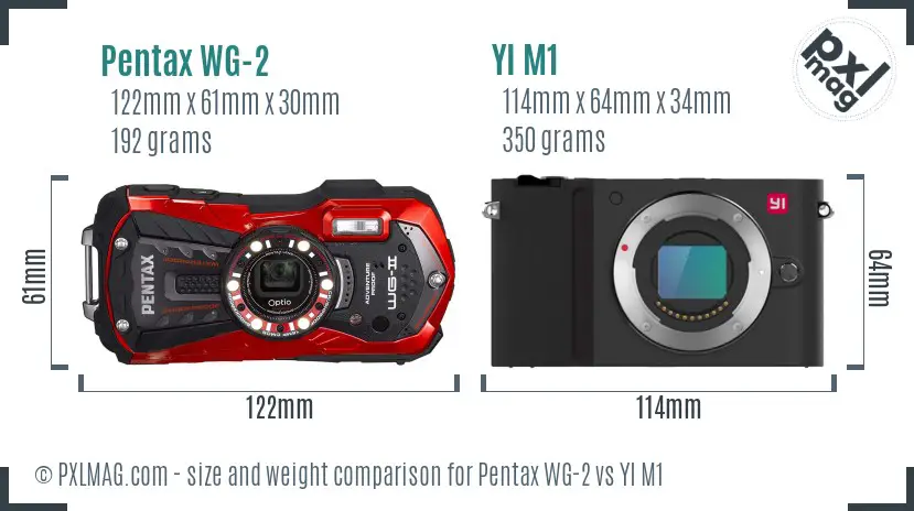 Pentax WG-2 vs YI M1 size comparison Pentax WG-2 vs YI M1 size comparison