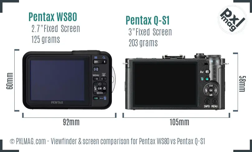 Pentax WS80 vs Pentax Q-S1 Screen and Viewfinder comparison