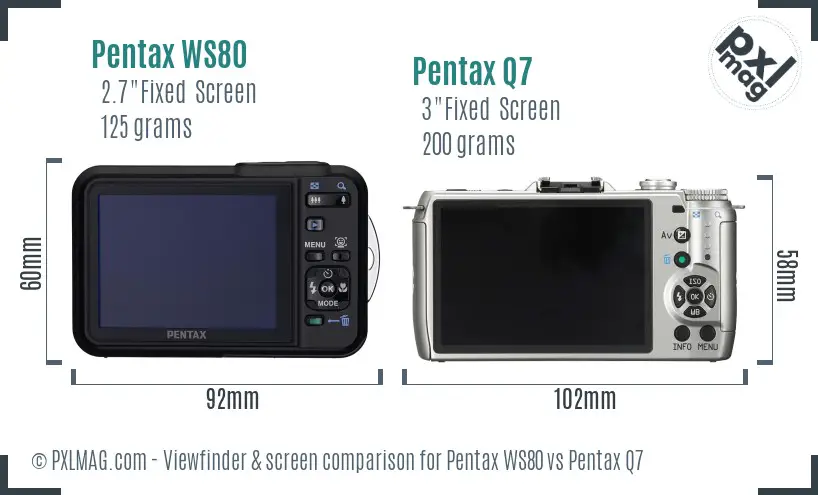 Pentax WS80 vs Pentax Q7 Screen and Viewfinder comparison