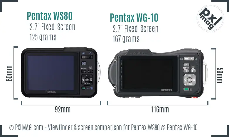 Pentax WS80 vs Pentax WG-10 Screen and Viewfinder comparison