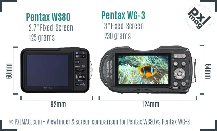 Pentax WS80 vs Pentax WG-3 Screen and Viewfinder comparison