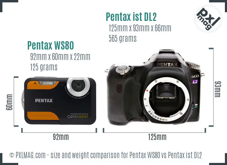 Pentax WS80 vs Pentax ist DL2 size comparison