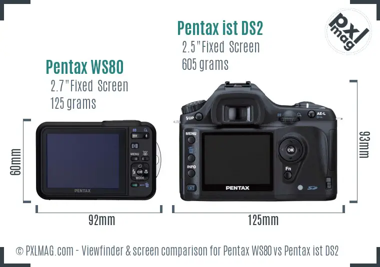 Pentax WS80 vs Pentax ist DS2 Screen and Viewfinder comparison