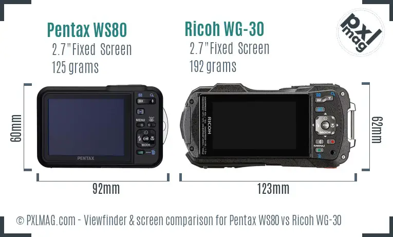 Pentax WS80 vs Ricoh WG-30 Screen and Viewfinder comparison Pentax WS80 vs Ricoh WG-30 Screen and Viewfinder comparison