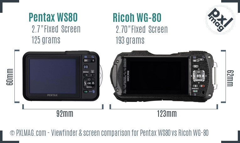 Pentax WS80 vs Ricoh WG-80 Screen and Viewfinder comparison