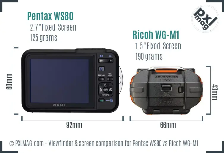 Pentax WS80 vs Ricoh WG-M1 Screen and Viewfinder comparison