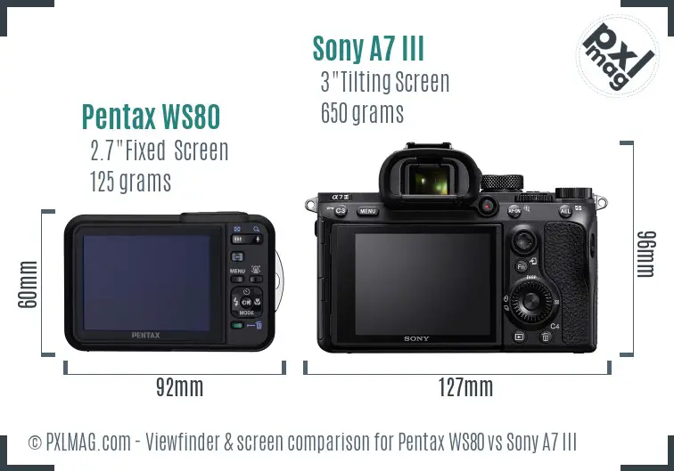 Pentax WS80 vs Sony A7 III Screen and Viewfinder comparison