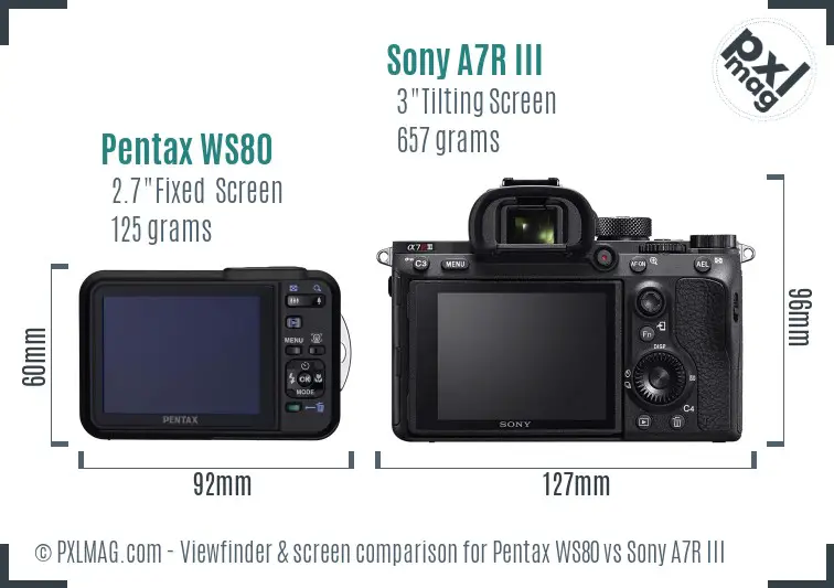 Pentax WS80 vs Sony A7R III Screen and Viewfinder comparison Pentax WS80 vs Sony A7R III Screen and Viewfinder comparison