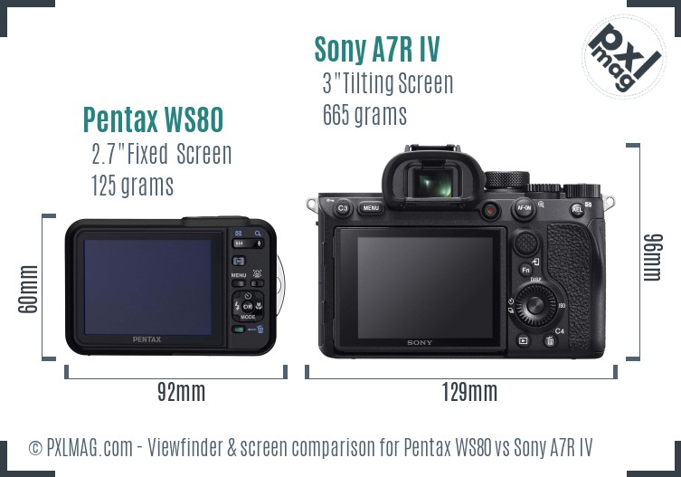 Pentax WS80 vs Sony A7R IV Screen and Viewfinder comparison