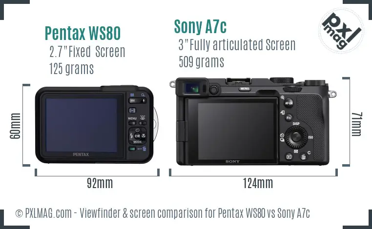 Pentax WS80 vs Sony A7c Screen and Viewfinder comparison