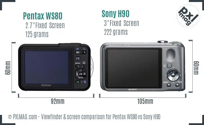 Pentax WS80 vs Sony H90 Screen and Viewfinder comparison Pentax WS80 vs Sony H90 Screen and Viewfinder comparison