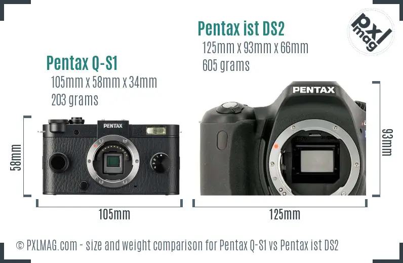 Pentax Q-S1 vs Pentax ist DS2 size comparison
